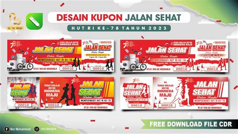 Desain Kupon Jalan Sehat HUT RI Ke 78 di Coreldraw (Free CDR) - HUT RI - #nurdesigns - YouTube