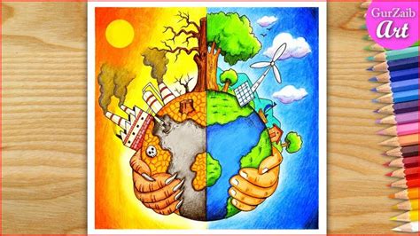 How to draw Earth Day Poster Drawing / Save earth save environment drawing in 2023 | Earth ...