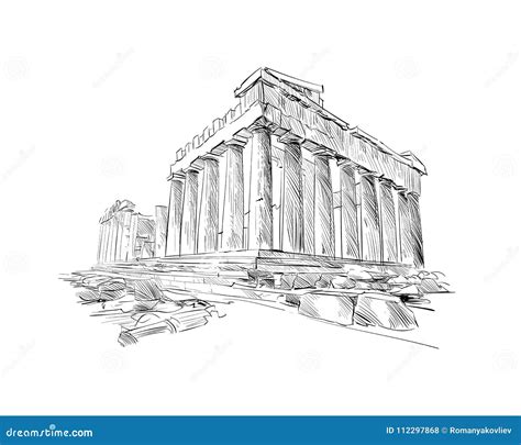 Acropolis of Athens. the Parthenon. Athens. Greece. Hand Drawn Sketch. Vector Illustration ...