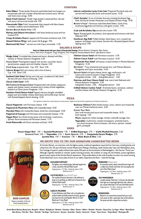 Gordon Biersch Brewery Restaurant Menu - Urbanspoon/Zomato