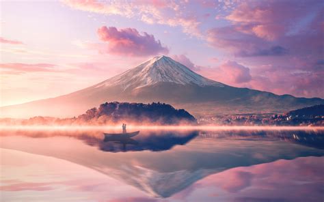 Mount Fuji Wallpaper 4K, Volcano, Japan, River, Reflection