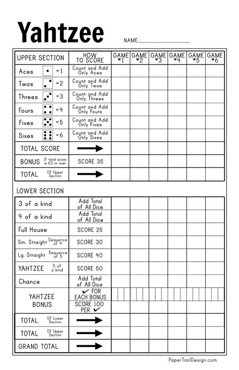 Yahtzee Rules Printable - Printable Word Searches