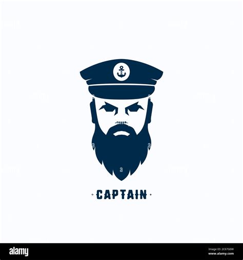 Captain Face Silhouette Vector Logo Template. Seafarer Symbol. Skipper ...