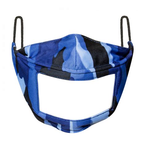 Blue Camo Transparent Face Masks | Century Mask