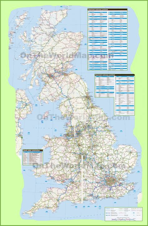 Large detailed road map of UK