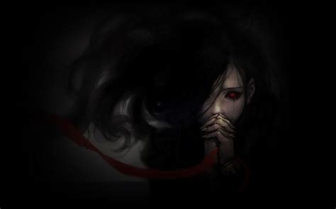 #red eyes, #anime girls, #horror, #blacked out eyes, #dark wallpaper | Horror wallpapers hd ...