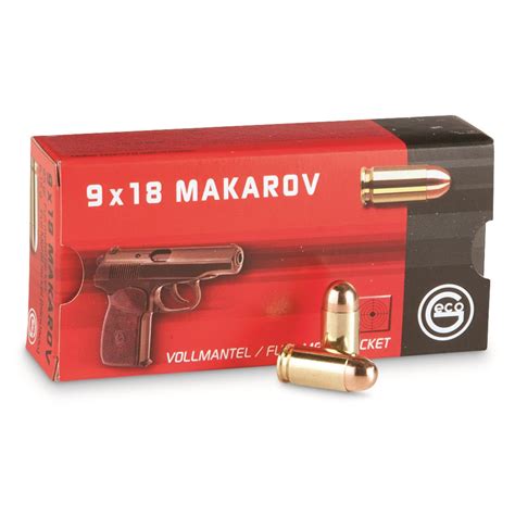 GECO, 9x18mm Makarov, FMJ, 95 Grain, 50 Rounds - 293841, 9x18mm Ammo at ...