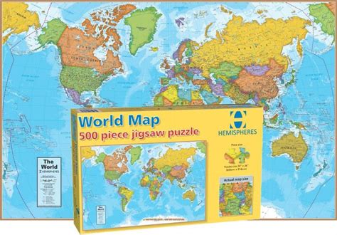 World Map, 500 Pieces, Dino's Illustrated World | Puzzle Warehouse