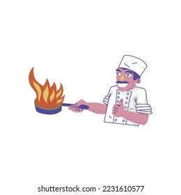 Man Cooking Flambe Technique Pan Colorful Stock Vector (Royalty Free) 2231610577 | Shutterstock