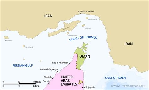 Strait of Hormuz map - by Freeworldmaps.net