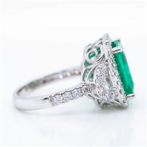 Emerald Cut Emerald Ring with Diamonds - Emeralds International LLC.