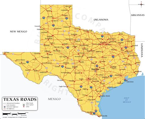 Texas Road Map, Texas Highway Map with Interstate Highways