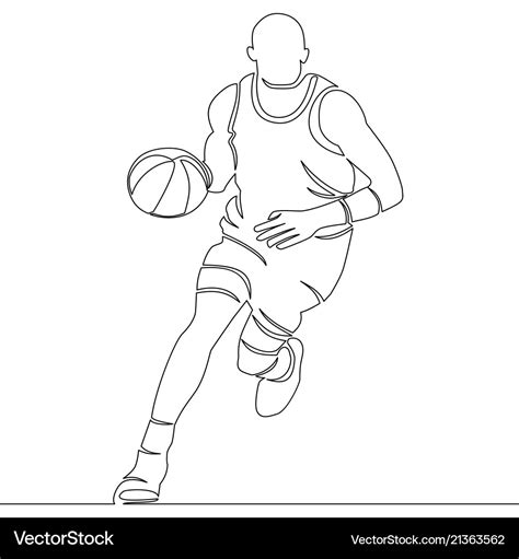 Continuous line drawing basketball player Vector Image