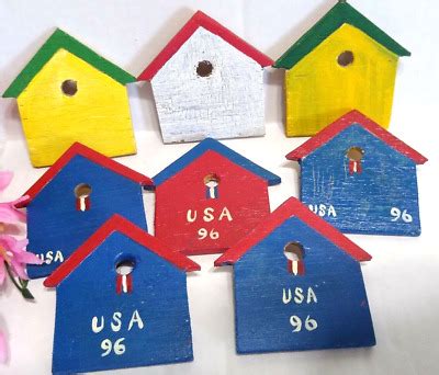 Wood Mini Houses Cut Out Craft Projects PIN ATTACHED ON MOST Set of 8 | eBay