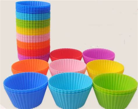 20PCS 7CM Candy Color Cup Mold Eco friendly Round Muffin Silicone Cake ...