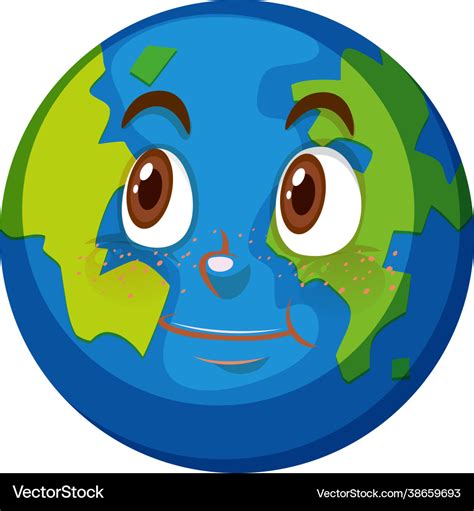 Earth cartoon character with happy face Royalty Free Vector