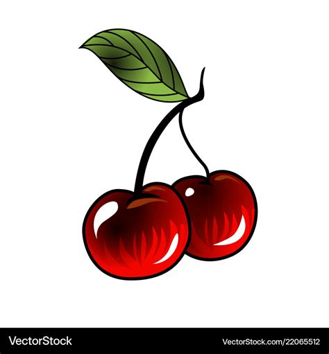 Cherry in old school tattoo style Royalty Free Vector Image