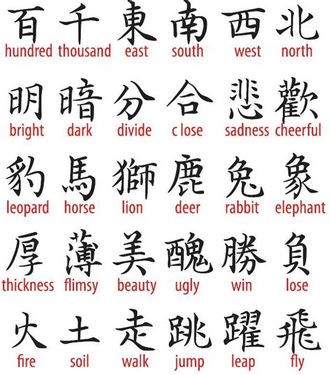 Chinese Characters Tattoo Design Meanings