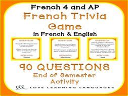 GCSE FRENCH: French Trivia Game | Teaching Resources