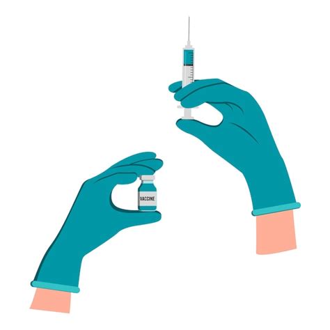 Premium Vector | Doctor hand wear glove holding syringe with needle shot for injection, vial of ...