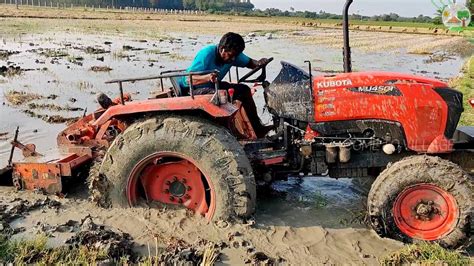 Kubota Tractor Stuck In Deep Mud & Swaraj Tractor Pulling Out | Tractor ...