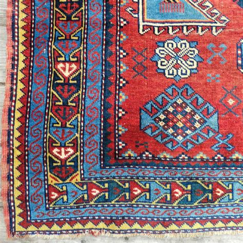 Antique Caucasian Karachov Kazak Rug -Approximately 52" by 77" This is a turn of the century ...