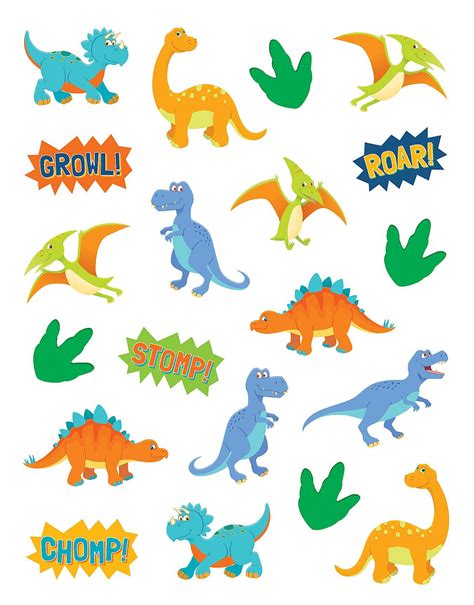 Dinosaurs Stickers are acid-free and lignin-free. Measure approx. 1". 120 stickers per pack ...