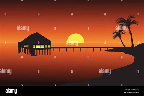 Hut in beach landscape Stock Vector Image & Art - Alamy