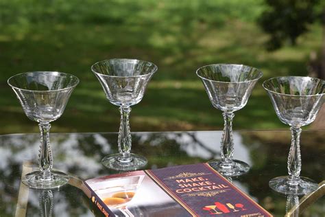 Vintage CRYSTAL Cocktail Martini glasses, Set of 4, Fostoria - Silver ...