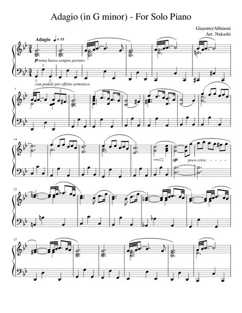 Adagio (in G minor) - For Solo Piano sheet music for Piano download ...