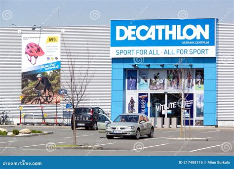 The Entrance To the Decathlon Sport Store in Futurum Shopping Mall in Ostrava with Parked Cars ...