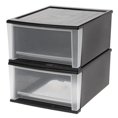 IRIS 2 Compartment 2 Drawers Stackable Plastic Drawer in the Storage ...