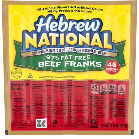 Hebrew National 97% Fat Free Beef Franks, Hot Dogs, 6 Count | Hot Dogs | My Country Mart (KC Ad ...