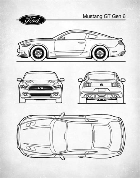 Patent Print, Auto Art, Gen 6, Ford Mustang Blueprint, Car Art, Muscle Car, Ford Mustang Poster ...