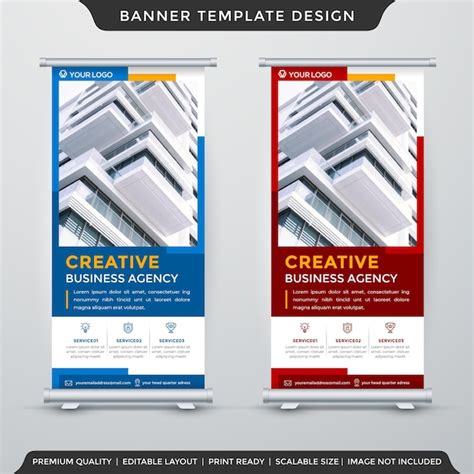 Premium Vector | Set of business stand banner template with abstract style