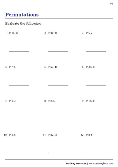 Permutation Or Combination Worksheets