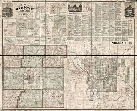 Map of Marion County Indiana 1886 Home Old Wall Vintage - Etsy