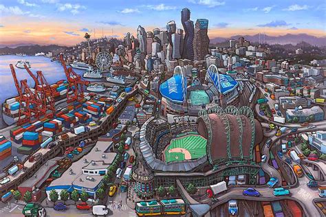 Seattle Stadiums Original Painting - Michael Birawer