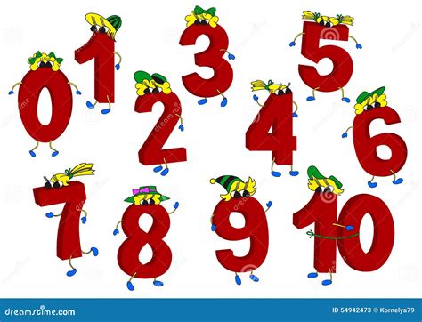 Set of 3D Funny Animated Red Numbers Stock Vector - Illustration of ...