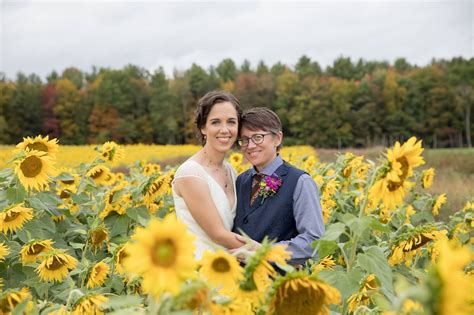 How beautiful is the sunflower field wedding? Another happy couple, congrats Kate and Barb. # ...