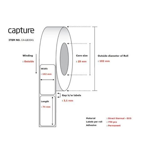 Capture White Direct Thermal Label, 102 x 74 mm, Permanent CA-LB3041 | The Barcode Warehouse