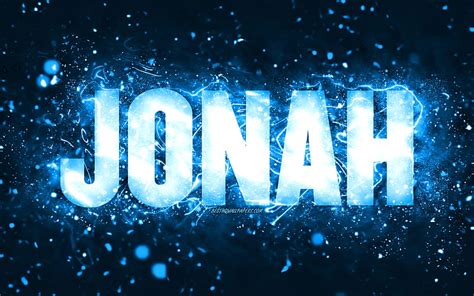 4K free download | Happy Birtay Jonah blue neon lights, Jonah name, creative, Jonah Happy Birtay ...