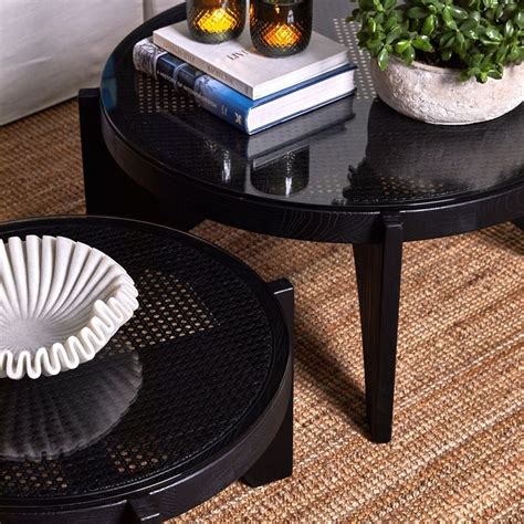 Oasis Rattan Coffee Table - Medium Black - Glam Luxe