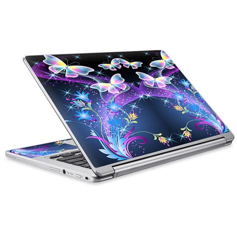 Skin Vinyl Sticker Cover Decal for Acer Chromebook R13 Laptop Notebook -glowing butterflies in ...