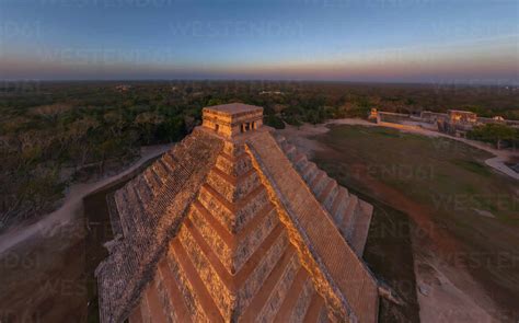 Aerial view of Maya Pyramids, Chichen Itza, Mexico - AAEF05247 ...