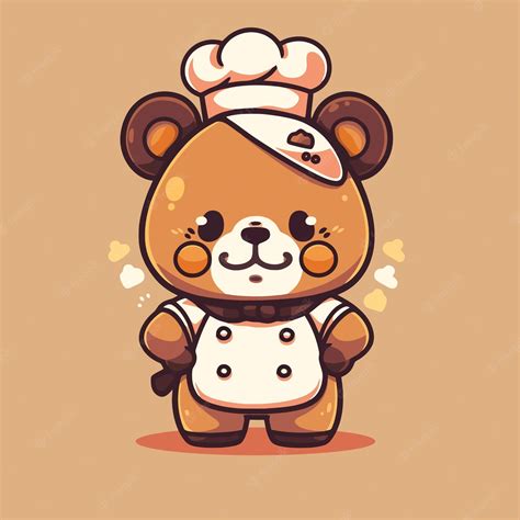 Premium Vector | Cute cartoon bear chef with a hat on