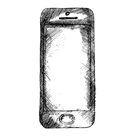 Hand drawn sketch of mobile phone front isolated 1631500 Vector Art at Vecteezy