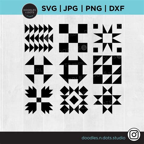 9 Quilt Blocks SVG Bundle, Quilt Svg for Farmhouse Sign, Americana Svg ...