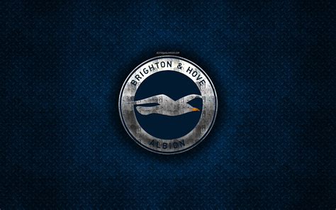 Brighton Hove Albion FC, English football club, blue metal texture, metal logo, HD wallpaper ...