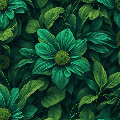 Premium AI Image | Green Flower and Leaf Background 01